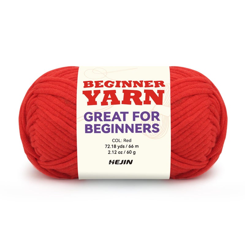 60g Red Yarn for Crocheting and Knitting66m 72yds Cotton Yarn for Beginners with EasytoSee StitchesWorstedWeight Medium 4CottonNylon Blend Yarn for Beginners Crochet Kit Making