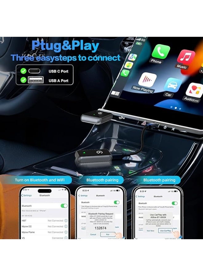2025 Wireless CarPlay Adapter – Converts Wired CarPlay to Wireless, Mini Plug & Play Dongle with Fast Stable Connection for iPhone iOS 10+ - Image 2