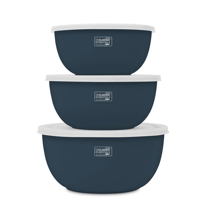 CLASSIC ESSENTIALS Stainless Steel Microwave Safe Mixing Bowls Set with Lid | Food Serving and Storage Containers | Scratch Resistant | Set of 3 (500 ml, 750 ml & 1250 ml) Blue - Image 5