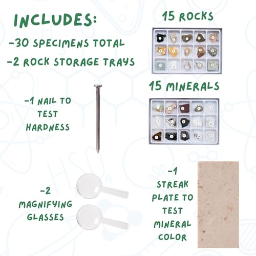 Toysmith STEM Rock Mineral Science Kit for Kids 30 Geology Specimens with Magnifying Viewer Identification Guide Testing Tools Educational Toy for Young Geologists Ages 8 - Image 5