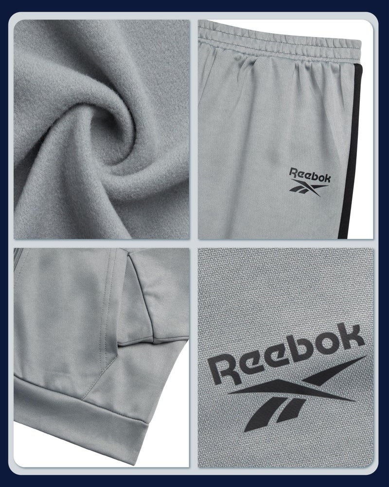 Reebok Boys Tracksuit Set - 2 Piece Athletic Tricot Zip Up Fleece Lined Jacket and Toddler Sweatpants Playwear for Kids, Size 2T, Monument - Image 3