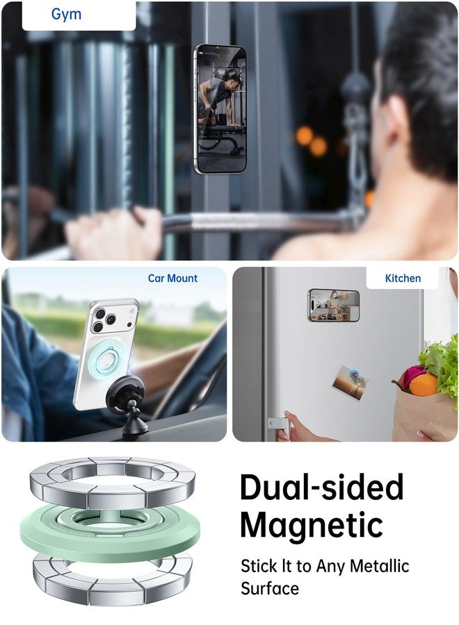 SYNCWIRE MagSafe Magnetic Cell Phone Ring Holder - Portable 360° Rotation Phone Grip with Dual Ring Compatible iPhone 16/15/14/13/12 Pro Max - Green - Image 4