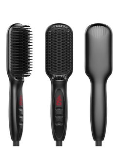LANDOT Hair Heated Straightening Brush,Negative Ion Hot Hair Brush for Smooth Frizz-Free Women Hair - Ceramic Flat Iron Brush - Dual Voltage Anti-Scald Safe Fast Heating  - Image 2