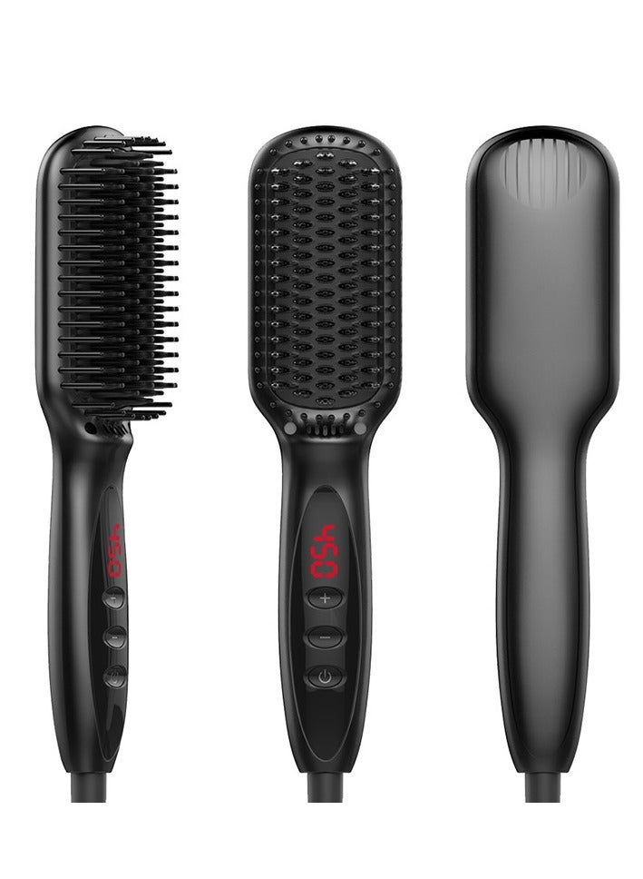 LANDOT Hair Heated Straightening Brush,Negative Ion Hot Hair Brush for Smooth Frizz-Free Women Hair - Ceramic Flat Iron Brush - Dual Voltage Anti-Scald Safe Fast Heating - Image 2