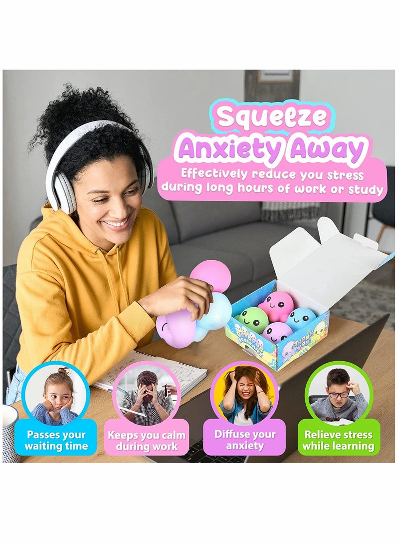 KASTWAVE Octopus Squishy Balls Octopus Stress Ball for Kids 12 Pack Soft Squeeze Toys Stress Relief Toys for Children and Adults Cute Goodie Bag Fillers Sensory Fidget Toy for Autism Fun Party Favors - Image 5