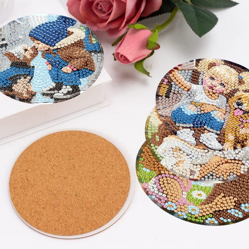 mrpwnle 8 Pack Diamond Art Coasters Kits-Dog Diamond Painting Coasters Kit Set with Holder Cork Pads, DIY Diamonds Art Non Slip Coaster Crafts Kits for Adults Beginners Gifts - Image 5