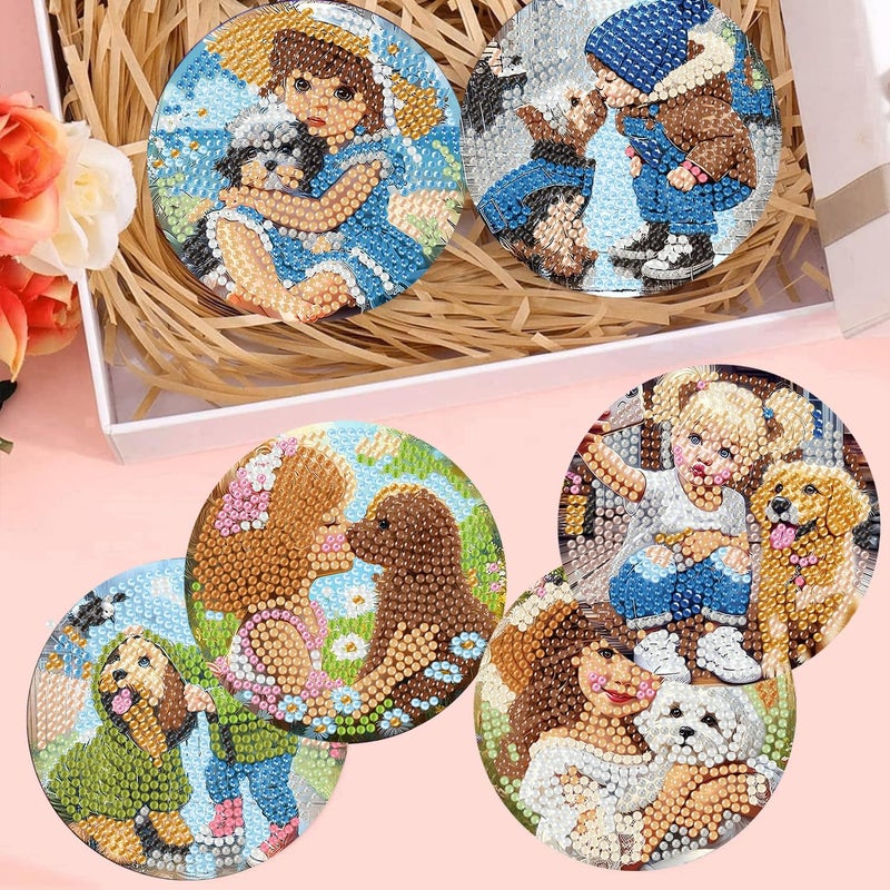 mrpwnle 8 Pack Diamond Art Coasters Kits-Dog Diamond Painting Coasters Kit Set with Holder Cork Pads, DIY Diamonds Art Non Slip Coaster Crafts Kits for Adults Beginners Gifts - Image 4