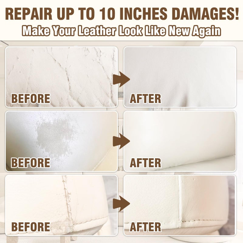 Vigorder Cream Leather Repair Kit for Furniture, Vinyl Repair Kit for Car Interior, Sofa, Purse and Jacket, Restore Any Material with Super Easy Instructions to Fix Scratches, Tears, Holes, Peeling - Image 3