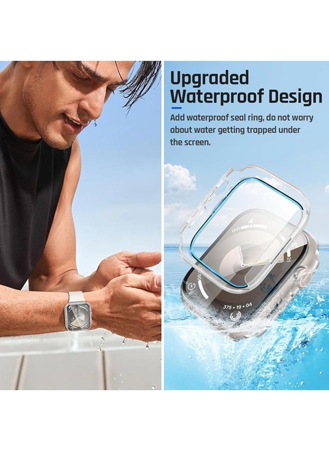 SJet Waterproof Case for Apple Watch Screen Protector 46mm Series 10 Tempered Glass Face Cover (46mm, Clear)  - Image 2