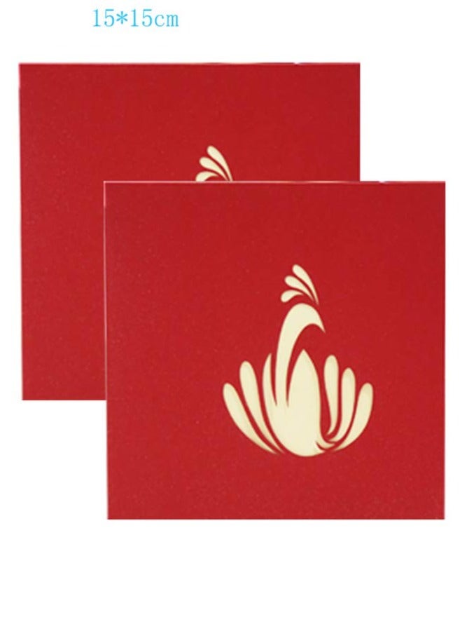 SOLARAE Peacock Greeting Card, Animal Pop-up Card, 3D Creative 3D Greeting Card Holiday Card, Gift Card, Gift Handmade Card, Happy Wedding Anniversary Card for Husband Wife Boyfriend Girlfriend - Image 3