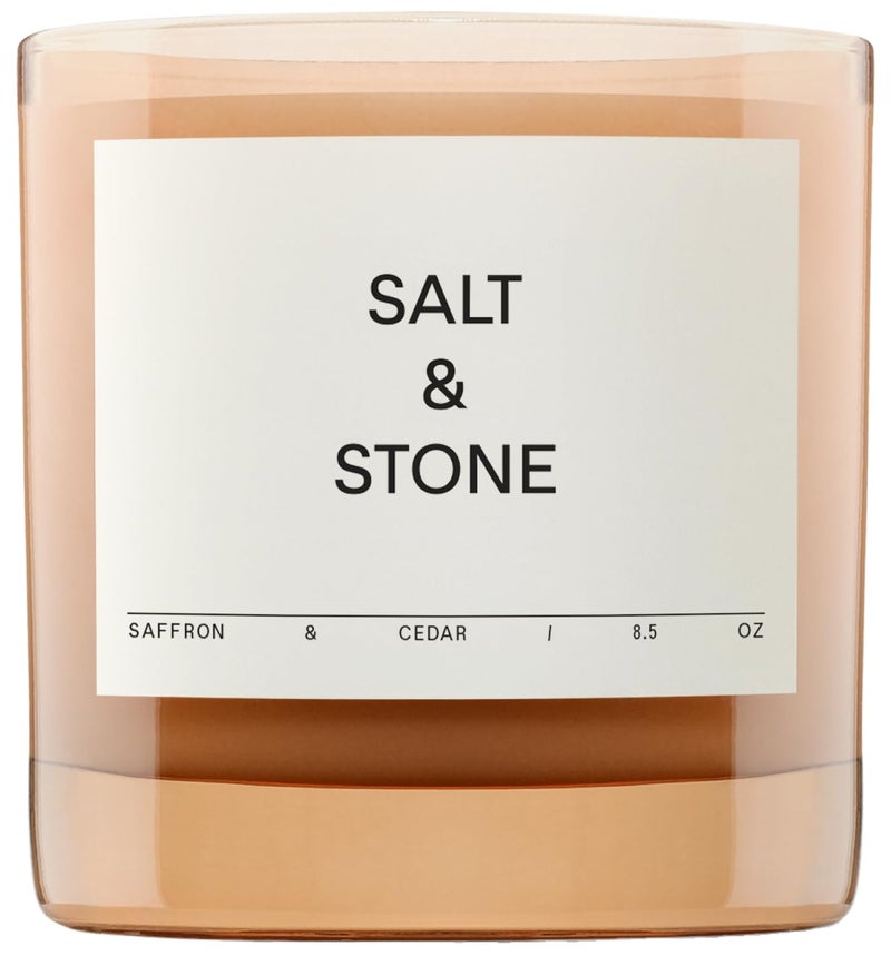SALT & STONE Scented Candle for Women & Men | Hand-Poured, Aromatic & Fragrant | Coconut & Soy Blend Wax | 100% Cotton Wick | Long-Lasting 50 Hour Burn Time (8.5 oz) (Saffron & Cedar) - Image 1