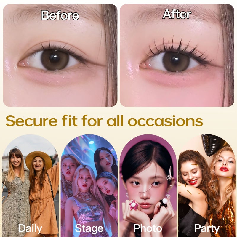 48 Pcs Girl Group Series False Eyelashes 7 9mm Z Z N T 1 C Shaped Curl Natural Fresh Makeup Look No Glue Required Reusable Beginner Friendly Korean Japanese Style - Image 1