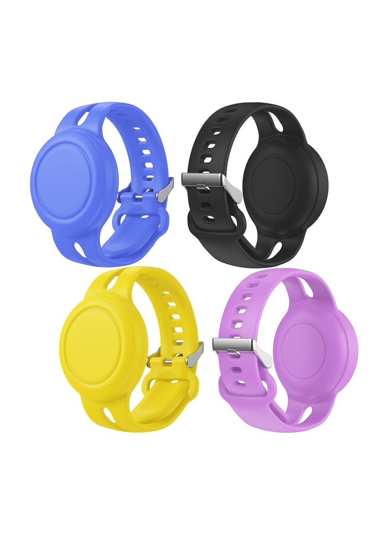 SYOSI - 4 Pack Airtag Bracelet for Kids Waterproof Silicone Wristband Full Case Cover for Apple Airtag Holder Toddler Hidden Band Accessories for Child Strap - Image 1