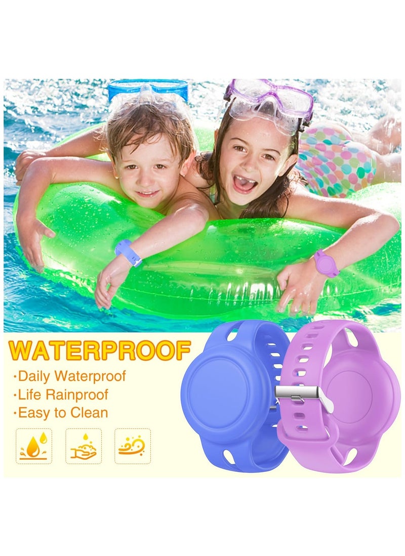 SYOSI - 4 Pack Airtag Bracelet for Kids Waterproof Silicone Wristband Full Case Cover for Apple Airtag Holder Toddler Hidden Band Accessories for Child Strap - Image 1