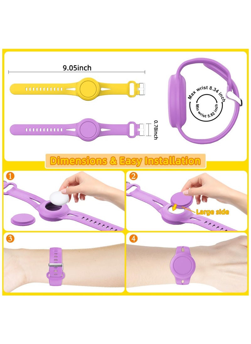 SYOSI - 4 Pack Airtag Bracelet for Kids Waterproof Silicone Wristband Full Case Cover for Apple Airtag Holder Toddler Hidden Band Accessories for Child Strap - Image 1