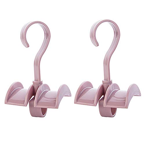 KolorFish Rotating Handbag Hanger Rack Closet Storage Organizer Hooks for Ladies Bag Belt Tie Scarf (Pink, Pack of 2) - Image 1