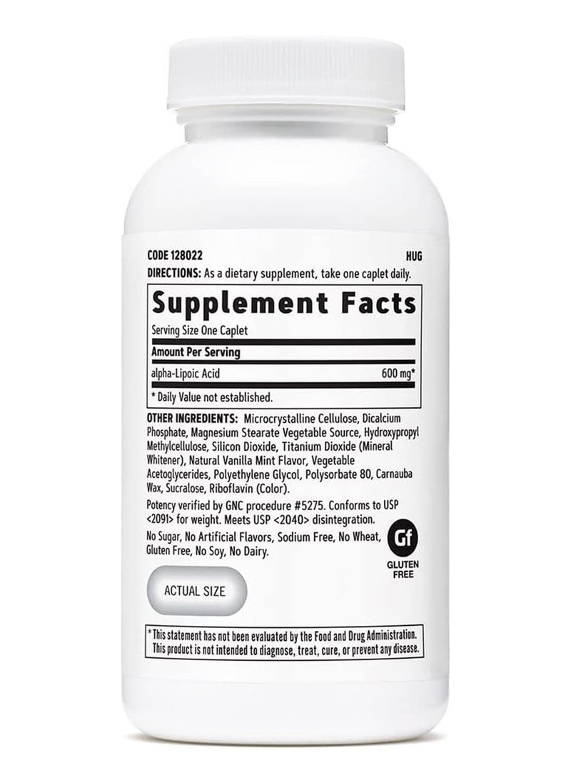 GNC - Alphalipoic Acid 600 Mg 60 Caplets Supports Antioxidant Regeneration And Cell Energy Metabolism - Image 1