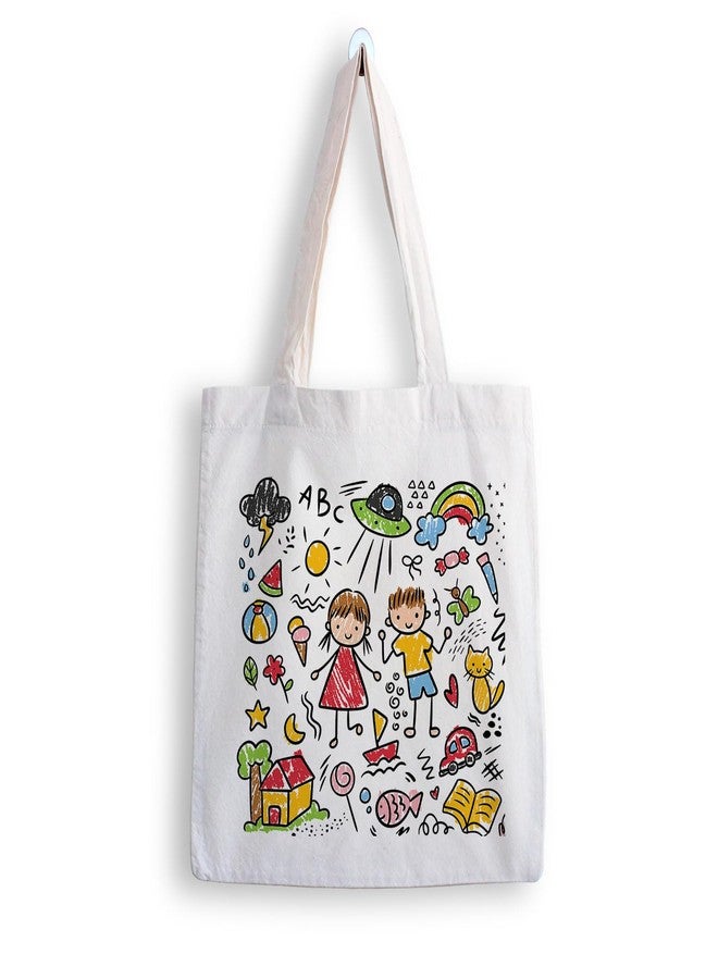 ARTBUG Tote Bag for Women with zip, Aesthetic Canvas tote bag for college girls, office, stylish and reusable - Childrens - D No - 117 - Image 1