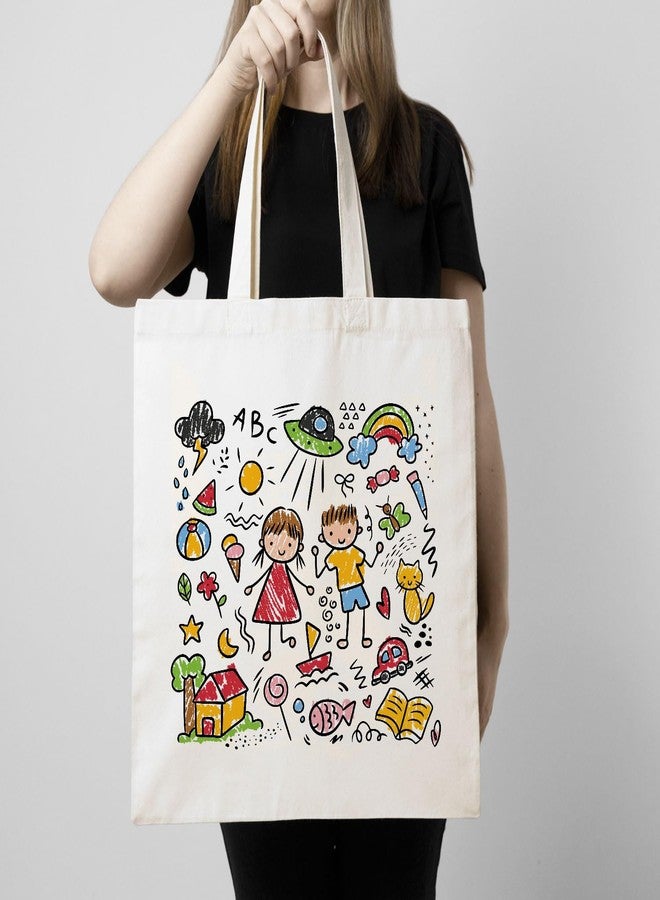 ARTBUG Tote Bag for Women with zip, Aesthetic Canvas tote bag for college girls, office, stylish and reusable - Childrens - D No - 117 - Image 3