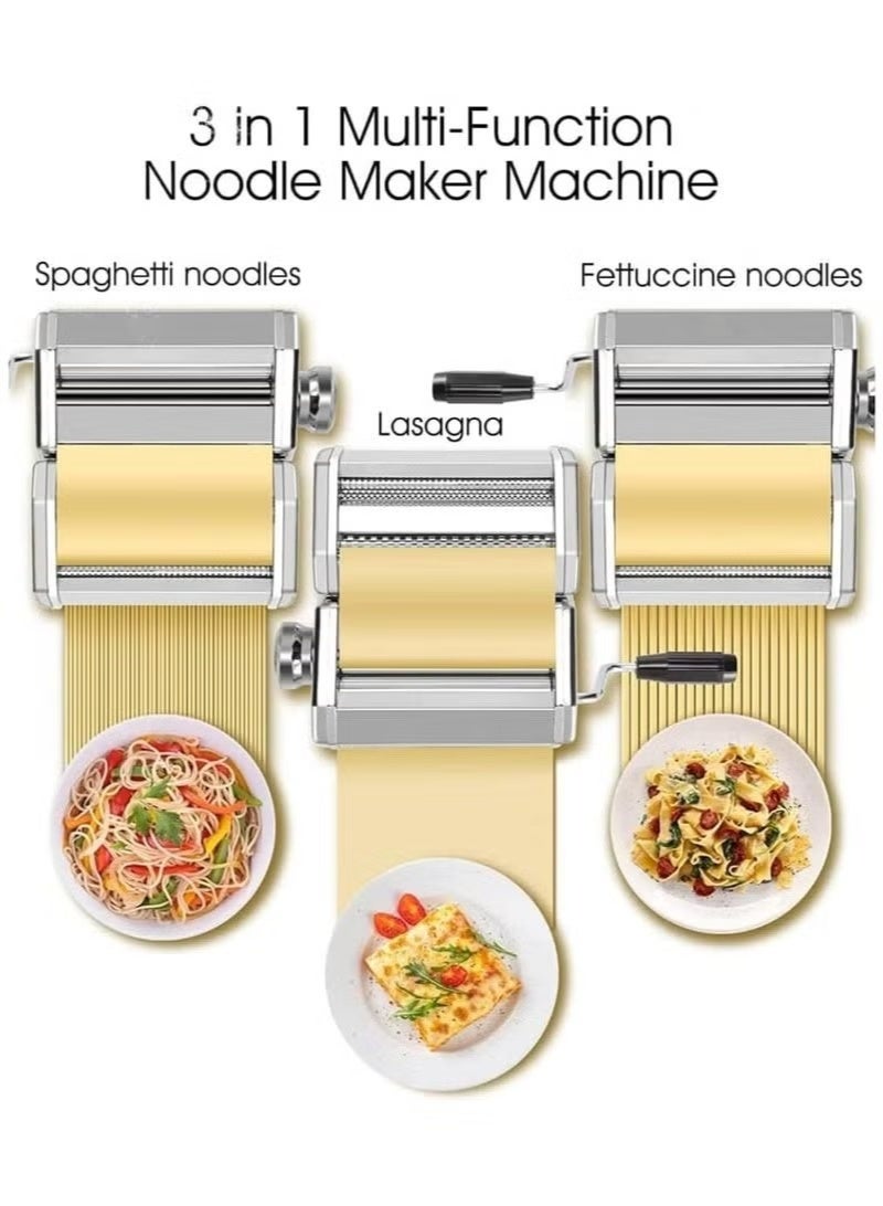 Pasta Maker Machine with 8 Adjustable Thickness Settings and 2 Width Blades for Spaghetti, Lasagna, Ravioli - Image 2