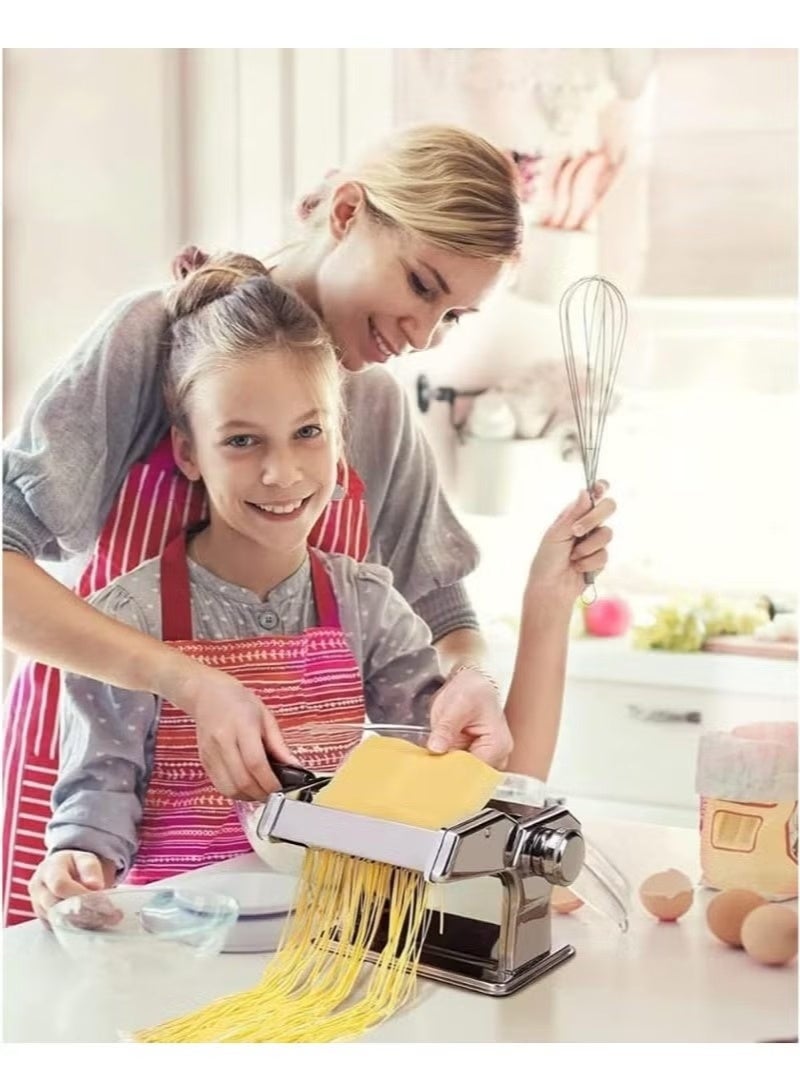 Pasta Maker Machine with 8 Adjustable Thickness Settings and 2 Width Blades for Spaghetti, Lasagna, Ravioli - Image 3