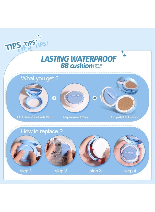 ساس ليدي SACE LADY Lasting Waterproof BB Cushion – SPF 50+ PA+++ (01 Light Natural) - Image 5