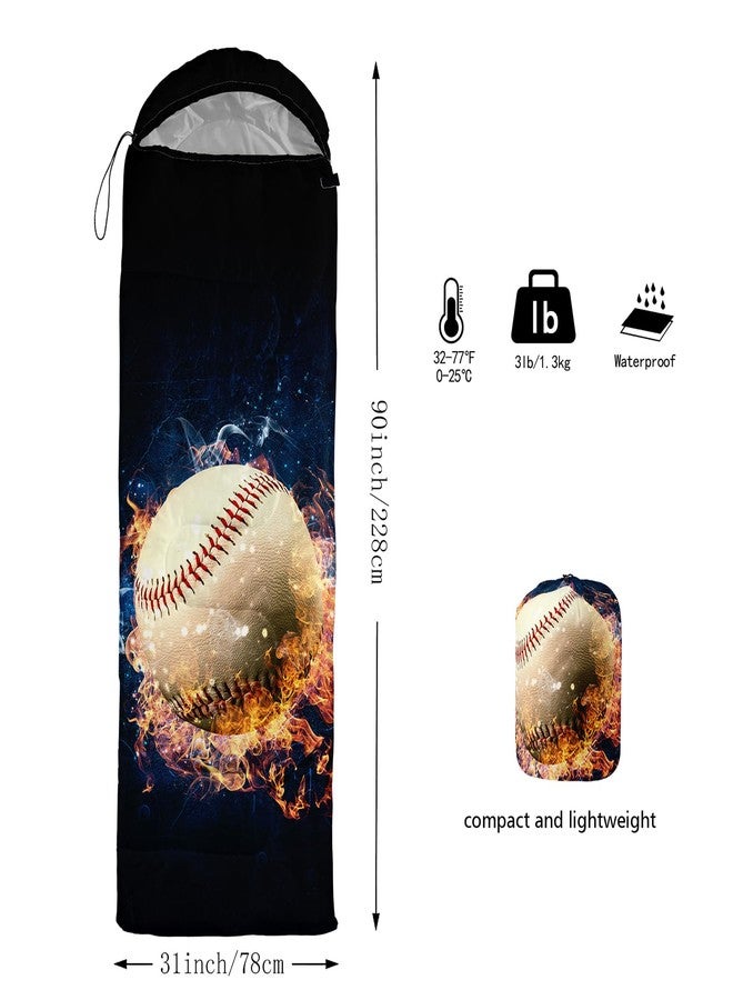 QOOMO Sports Baseball Printed Camping Sleeping Bags,3 Season Warm & Cool Weather,Lightweight,Waterproof Sleeping Bags for Adults & Kids,Traveling,and Outdoors,Camping Gear Equipment - Image 5