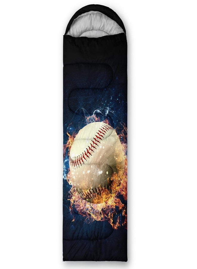 QOOMO Sports Baseball Printed Camping Sleeping Bags,3 Season Warm & Cool Weather,Lightweight,Waterproof Sleeping Bags for Adults & Kids,Traveling,and Outdoors,Camping Gear Equipment - Image 2