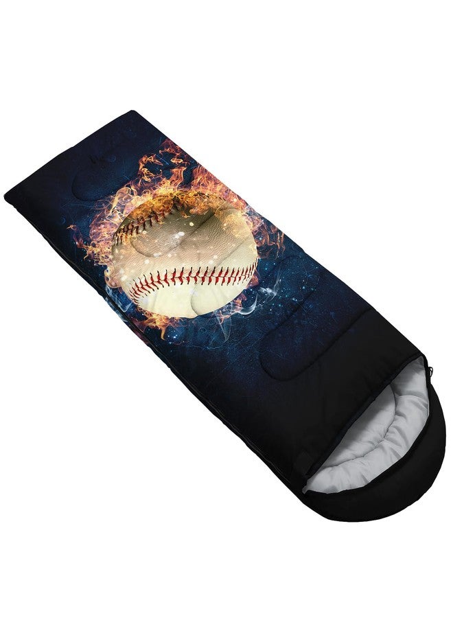 QOOMO Sports Baseball Printed Camping Sleeping Bags,3 Season Warm & Cool Weather,Lightweight,Waterproof Sleeping Bags for Adults & Kids,Traveling,and Outdoors,Camping Gear Equipment - Image 3