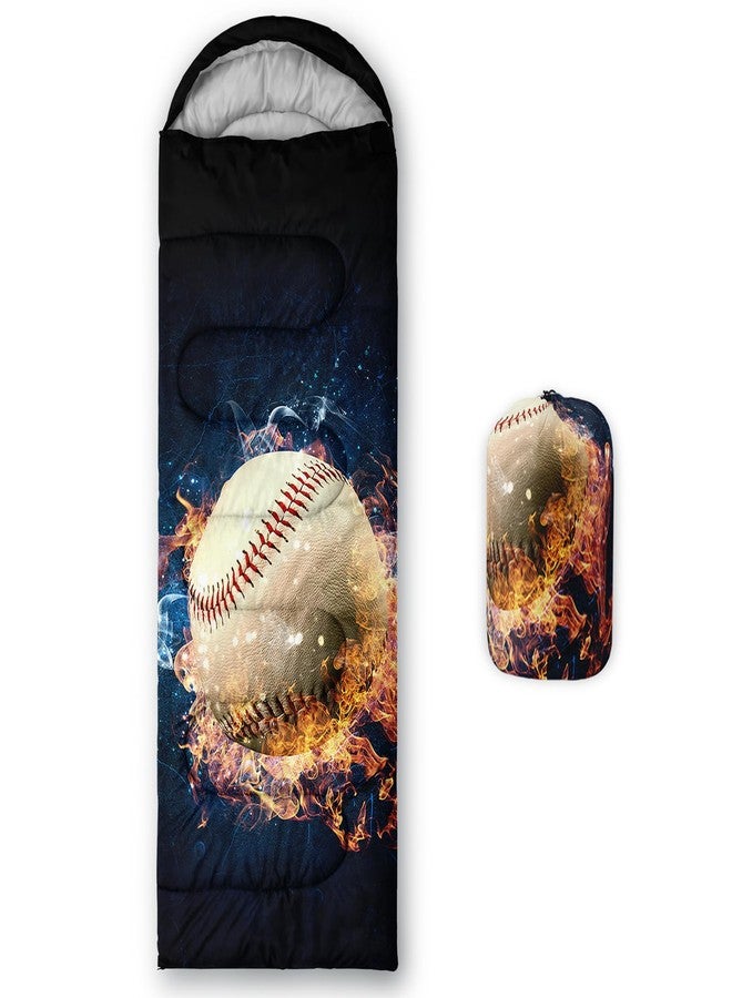 QOOMO Sports Baseball Printed Camping Sleeping Bags,3 Season Warm & Cool Weather,Lightweight,Waterproof Sleeping Bags for Adults & Kids,Traveling,and Outdoors,Camping Gear Equipment - Image 1