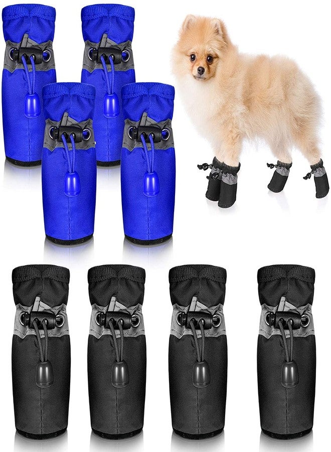 PETANGEL 8Pcs (2 Sets) Waterproof Dog Shoes | Rain &Snow Dog Booties | Breathable Paw Protector, Anti-Slip Dog Shoes Soft Soled Dog & Cat Boots with Adjustable Drawstring (Size: 7)