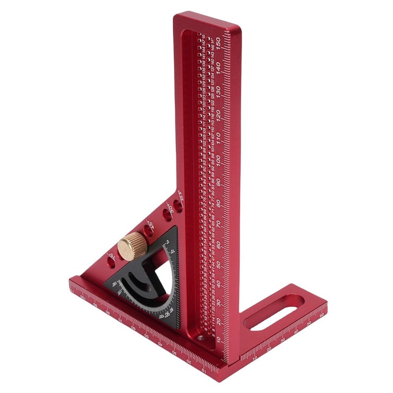 Woodworking Adjustable Aluminum Alloy Measuring Ruler for Design in Handcraft Tasks, 0-180° Angle Protractor for Engineers and Carpenters, Anodized Finish for Durability, Woodworkers (Red and - Image 3