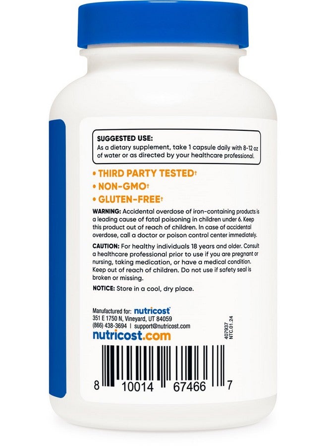 Nutricost Chelated Iron (from Ferrochel) 18mg, 240 Capsules - Gluten Free, Non GMO Iron Chelate Supplement - Image 4