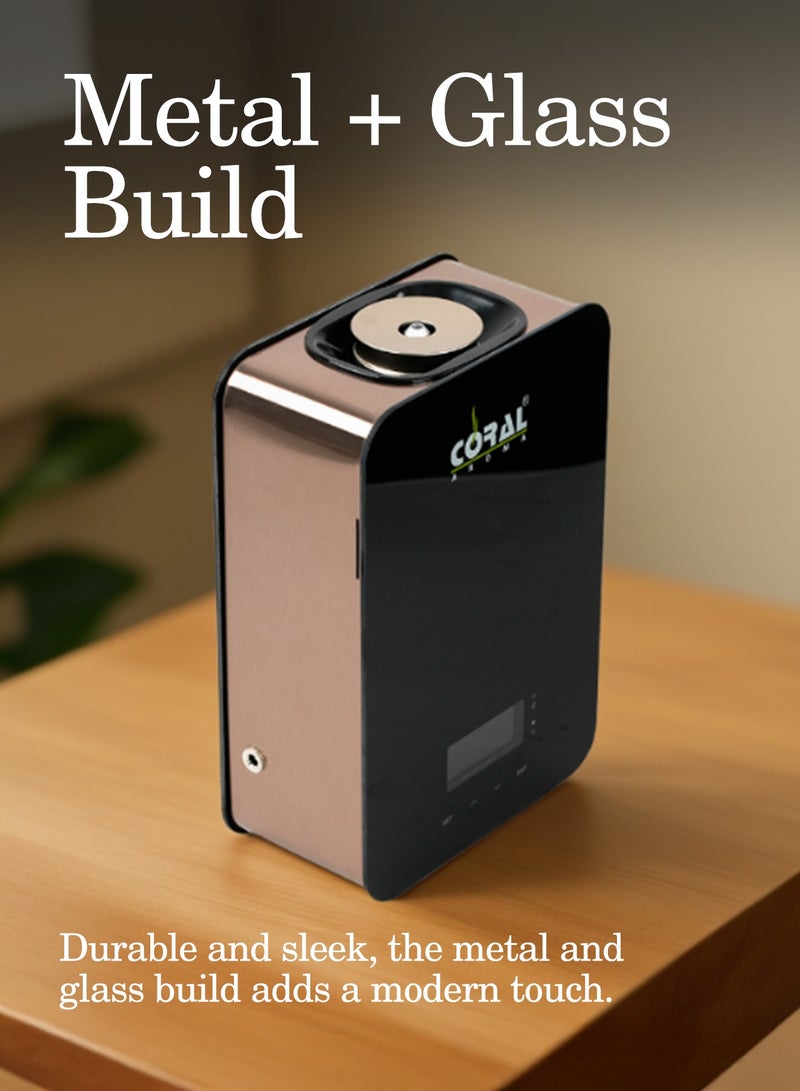 CORAL AROMA Smart V2 Aroma Diffuser Machine | Bluetooth & Touch Control | Built-in Fan | Metal + Glass Build | Wall Mountable and Tabletop Essential Oil Diffuser for Home & Office - Image 3