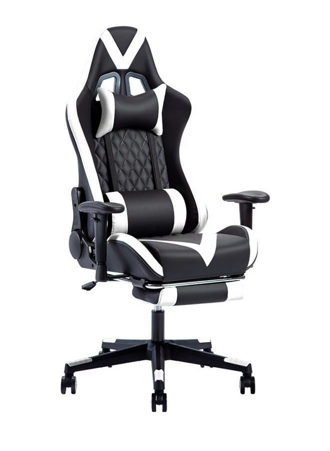 keke Racing Style Gaming Chair with Footrest & Lumbar Support – Ergonomic PU Leather High-Back Recliner for PC & Office, White & Black - Image 1