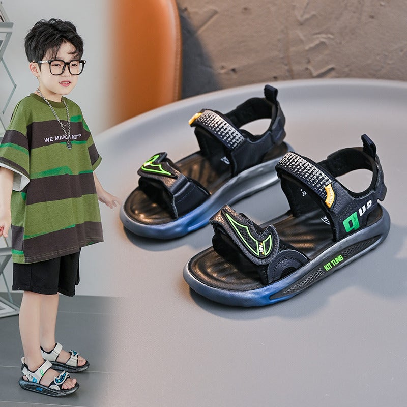 Boys Sandals Summer Genuine Leather Korean Style Open Toe Children'S Shoes Big Children'S Little Boy'S Beach Shoes Trendy - Image 4