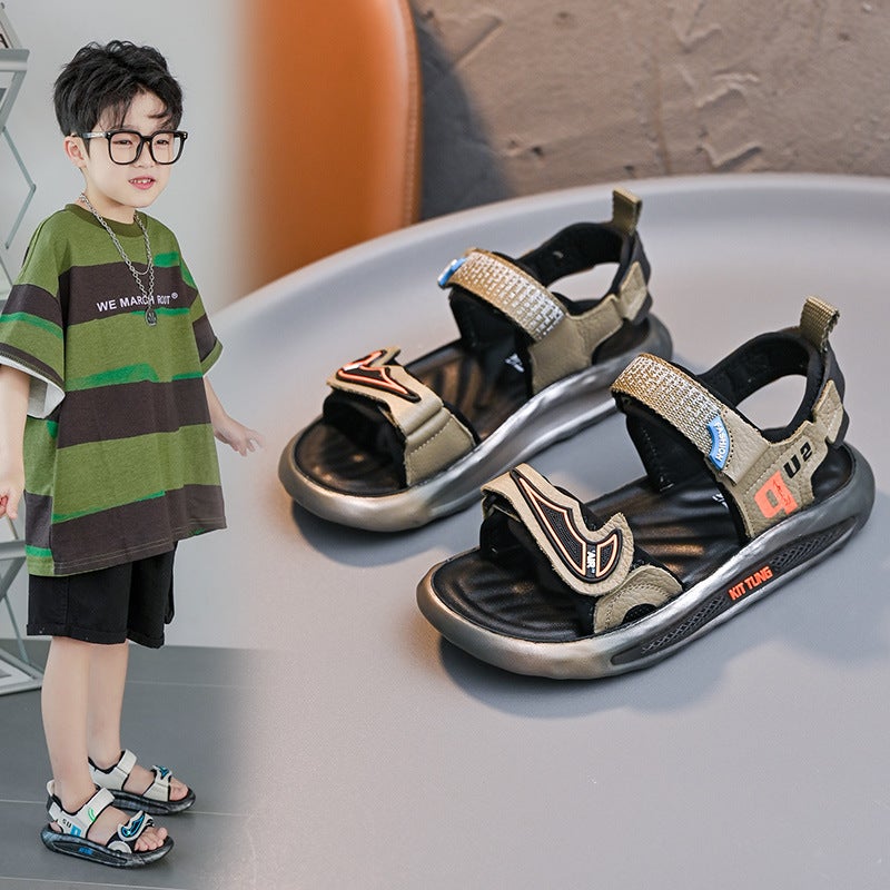 Boys Sandals Summer Genuine Leather Korean Style Open Toe Children'S Shoes Big Children'S Little Boy'S Beach Shoes Trendy - Image 5