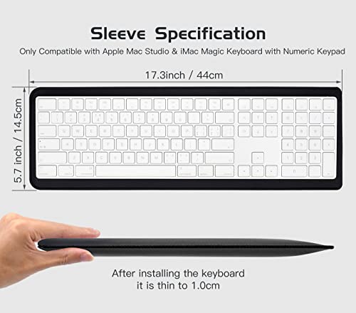 CaseBuy PU Leather Keyboard Sleeve Cover Case for 2024 Apple Magic Keyboard with USB-C & 24" iMac Magic M1 M3 M4 Chip A2520 A1843 & 2022 Mac Studio with Numeric Keypad Accessories Bag Pouch - Black - Image 2