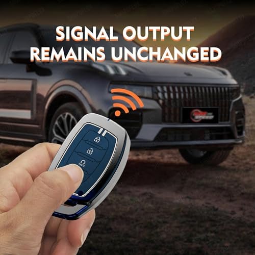 SHOPOFLUX Key Cover Compatible with Hyundai Alcazar and Creta ev Car 4 Button Smart Key (Metal Blue Silicone) - Image 3