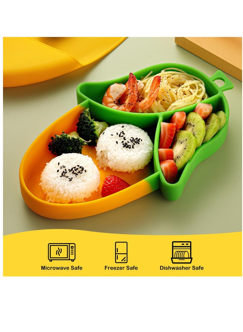 Corn Toddler Plate, Suction Plate, Divided Plate, With Toddler Fork And Toddler Spoon, Bpa Free, Microwave Dishwasher Safe