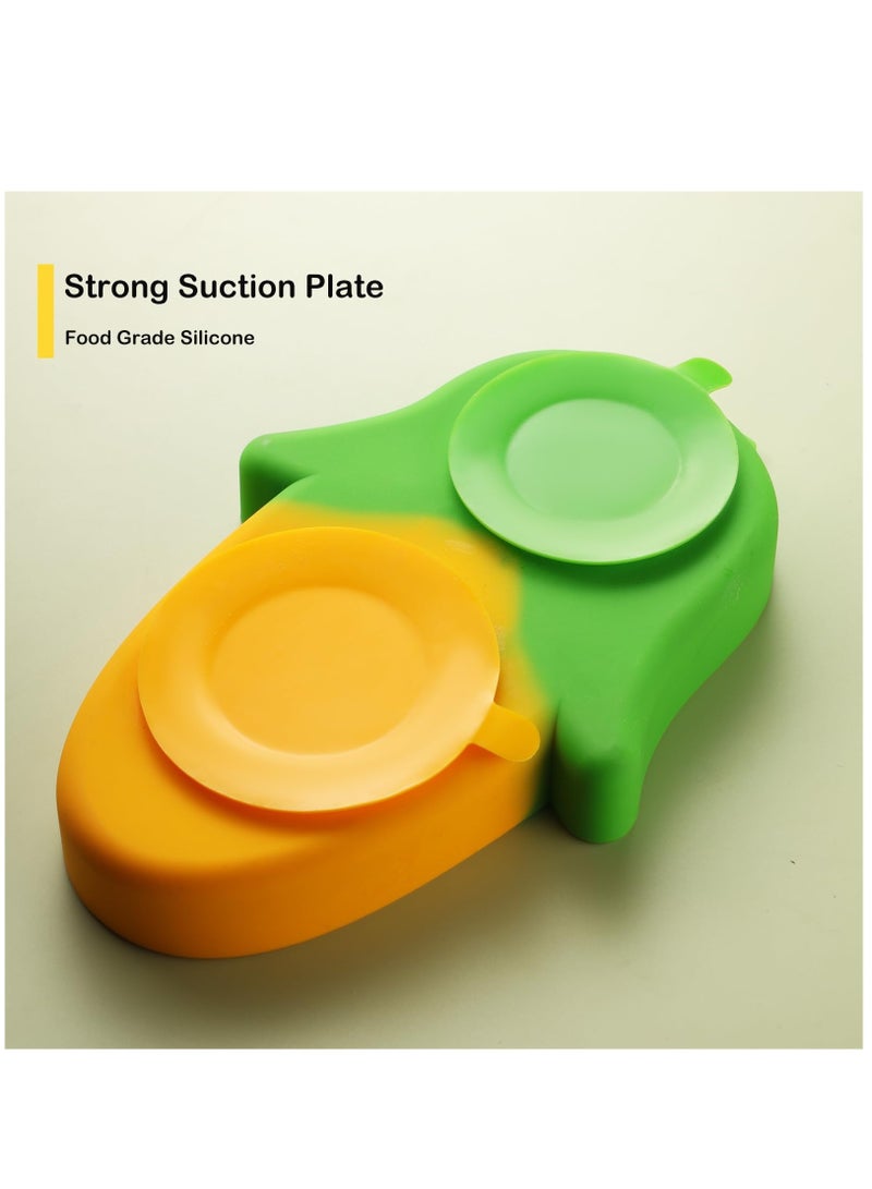 Corn Toddler Plate, Suction Plate, Divided Plate, With Toddler Fork And Toddler Spoon, Bpa Free, Microwave Dishwasher Safe
