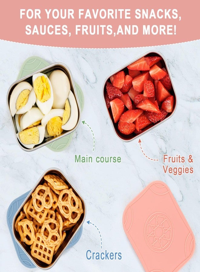 Caperci 3-Pack Stainless Steel Snack Containers with Silicone Lids - 10oz Reusable Small Food Storage Containers for Snacks & Deli Foods, Leak-Proof, Easy Open & BPA-Free (290ML) - Image 3