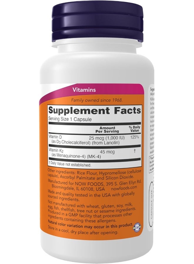 ناو فودز مكمل غذائي فيتامين د-3 و ك-2 - 120 كبسولة نباتية - Image 2