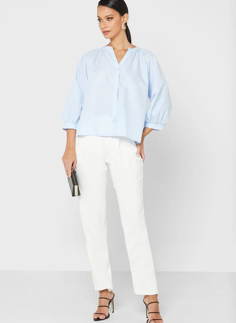 ELLA V Neck Button Down Shirt
