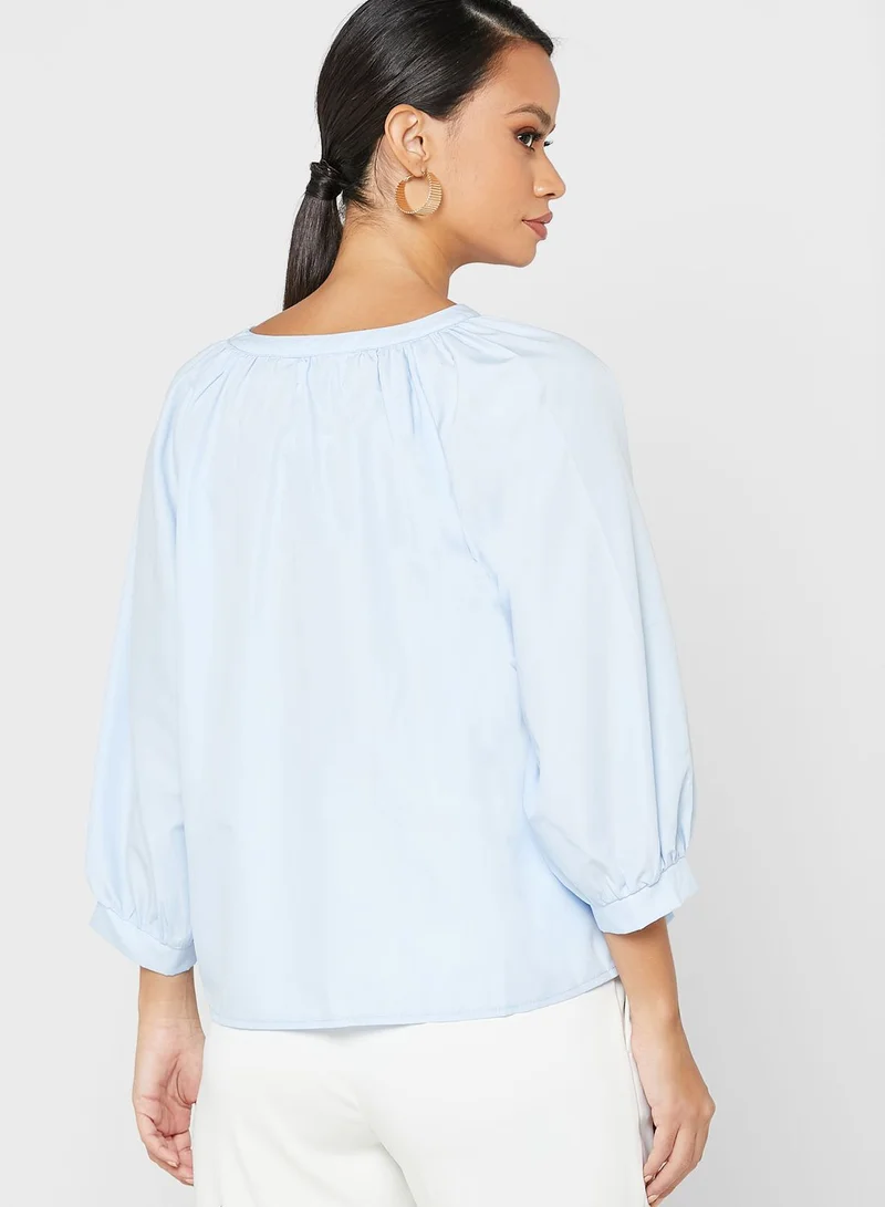 ELLA V Neck Button Down Shirt