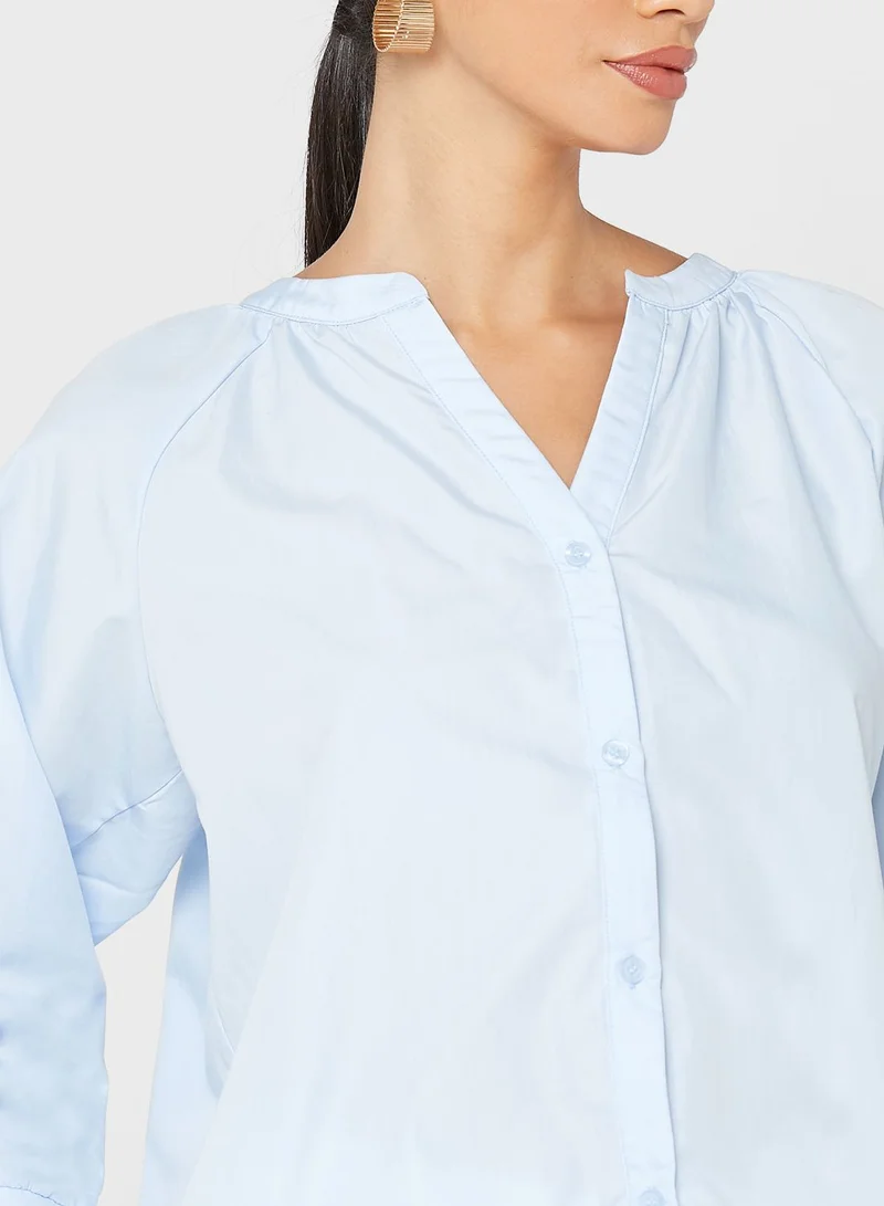 ELLA V Neck Button Down Shirt