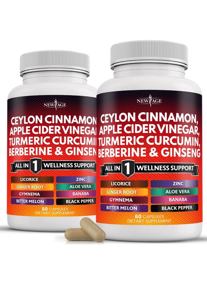 New Age Ceylon Cinnamon, Turmeric, Apple Cider Vinegar, Ginseng, Aloe Vera, Berberine Plus Banaba, Ginger Root - 120 Count - Image 1