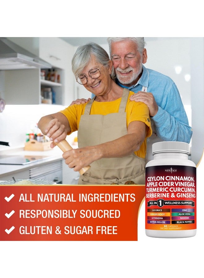 New Age Ceylon Cinnamon, Turmeric, Apple Cider Vinegar, Ginseng, Aloe Vera, Berberine Plus Banaba, Ginger Root - 120 Count - Image 4