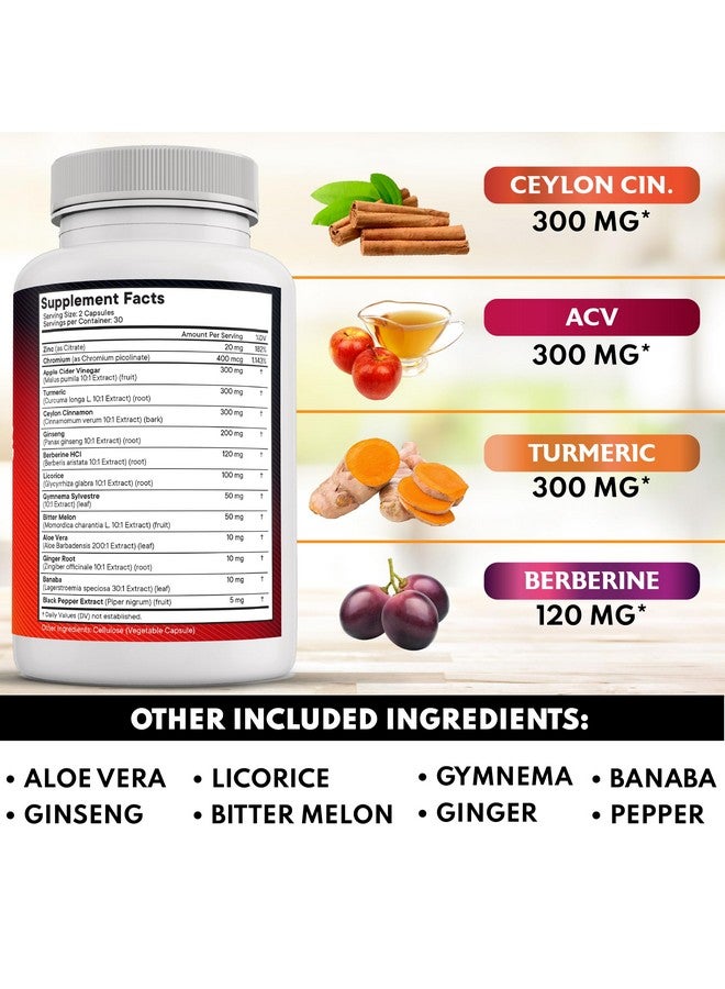 New Age Ceylon Cinnamon, Turmeric, Apple Cider Vinegar, Ginseng, Aloe Vera, Berberine Plus Banaba, Ginger Root - 120 Count - Image 3