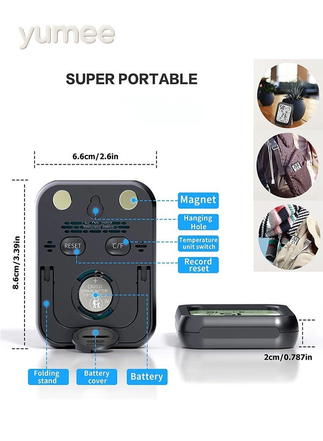 يمي مقياس حرارة داخلي ومقياس رطوبة الغرفة، قطعتان من مقياس الرطوبة الرقمي عالي الدقة، تحديث 10 ثوانٍ، شاشة كبيرة، مدة الاستخدام 18 شهرًا، مؤشر طاقة منخفض، للمنزل/الحضانة/الدفيئة - Image 3